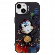 Чехол-накладка для Apple iPhone 13 (обезьяна) (черная) — 1