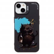 Чехол-накладка для Apple iPhone 13 (черный кот) (черная) — 1