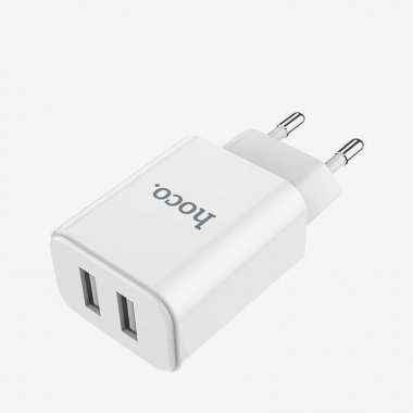 Сетевое зарядное устройство HOCO C62A Victoria 2A 2USB с кабелем micro-USB (белое) &mdash; 2