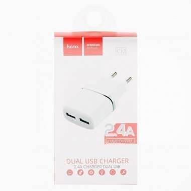 Сетевое зарядное устройство HOCO C12 2USB (белое) &mdash; 5