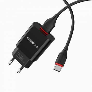 Сетевое зарядное устройство Borofone BA20A Sharp USB с кабелем Type-C (черное) &mdash; 4