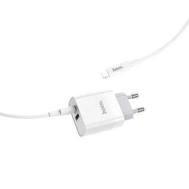Сетевое зарядное устройство Hoco C80A USB/Type-C с кабелем для Apple (Lightning - Type-C) (белое) &mdash; 5